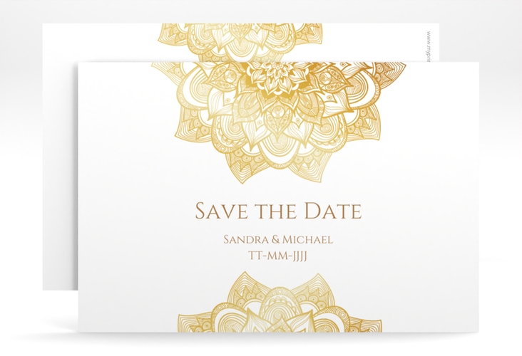 Save the Date-Karte Hochzeit Delight A6 Karte quer gold hochglanz