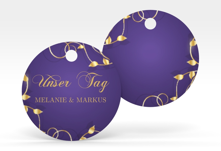 Geschenkanhänger Hochzeit Eternity Geschenkanhänger, rund lila hochglanz