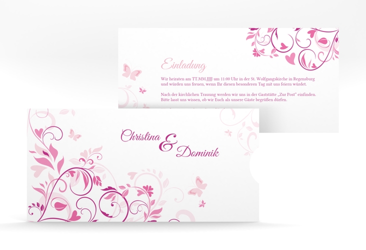 Hochzeitseinladung Lilly Einsteckkarte pink hochglanz