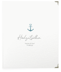 Klick: Details zu Hochzeitsalbum "Ankerliebe" anzeigen Hochzeitsalbum Ankerliebe 21 x 25 cm weiss im minimalistischen maritimen Design mit Anker