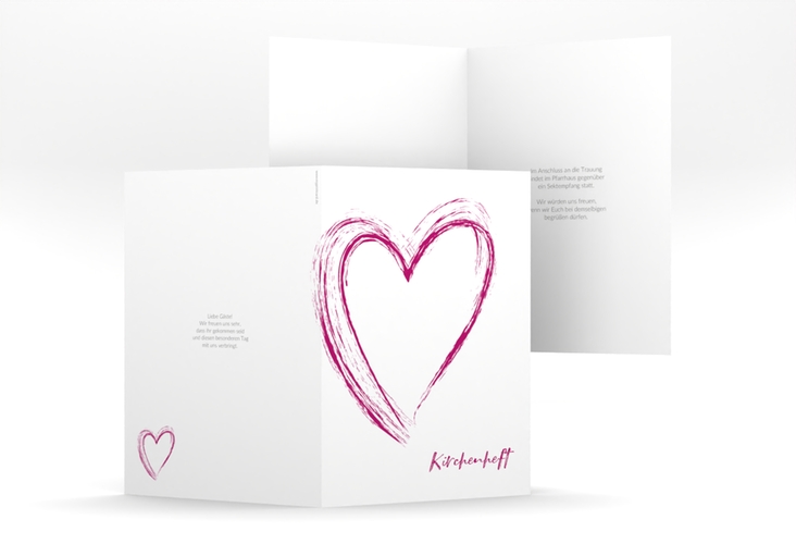 Kirchenheft Hochzeit Liebe A5 Klappkarte hoch pink hochglanz