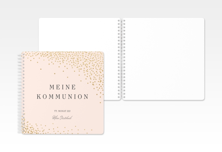 Gästebuch Kommunion Glanzvoll Ringbindung rosa