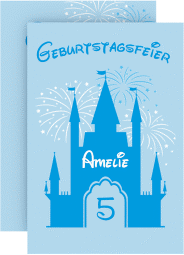 Einladungskarte Kindergeburtstag Schloss A6 Karte hoch blau