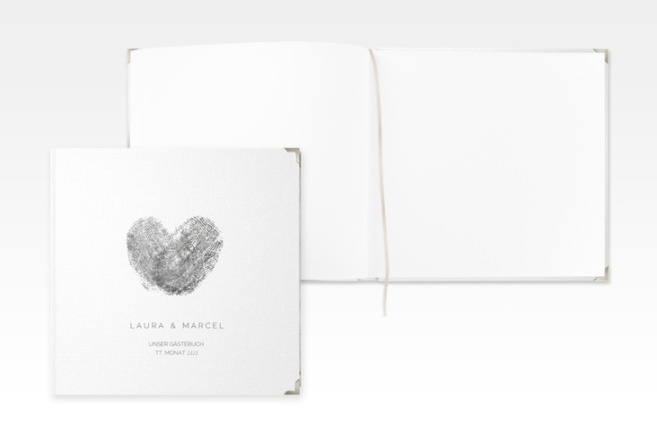 Gästebuch Selection Hochzeit Fingerprint Leinen-Hardcover schwarz schlicht mit Fingerabdruck-Motiv