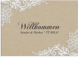Klick: Details zu Willkommensschild Leinwand "Lace" anzeigen Willkommensschild Leinwand "Lace" 70 x 50 cm Leinwand beige