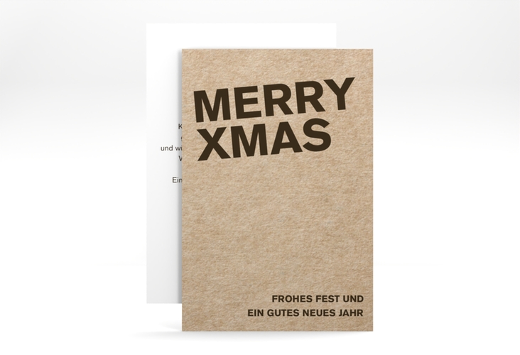 Geschäftliche Weihnachtskarte Cardboard A6 Karte hoch hochglanz modern in Kraftpapier-Optik
