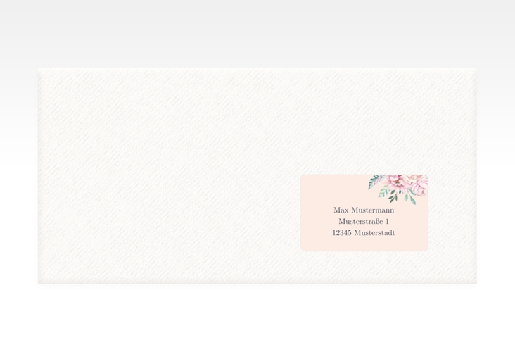 Empfängeretikett Hochzeit Blooming 63,5 x 38,1 mm rosa
