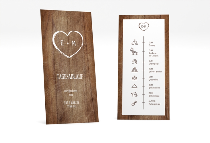 Tagesablauf Hochzeit Wood lange Karte hoch