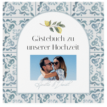 Klick: Details zu Gästebuch Creation "Azulejo" anzeigen Gästebuch Creation Azulejo 20 x 20 cm, Hardcover blau mit mediterranem Azulejo-Muster und Zitronen
