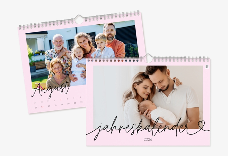 Wandkalender A4 Querformat Jahresgefühle A4 quer rosa