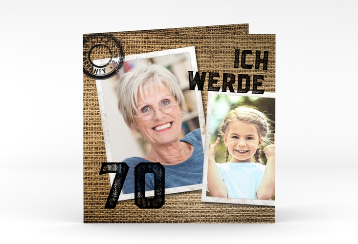 Einladung 70. Geburtstag Lifetime quadr. Klappkarte hochglanz