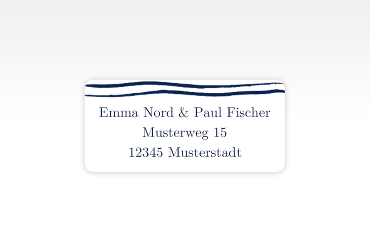 Absenderetikett Hochzeit Liebesanker 45,7 x 21,2 mm blau mit maritimem Streifenmuster und kleinem Anker