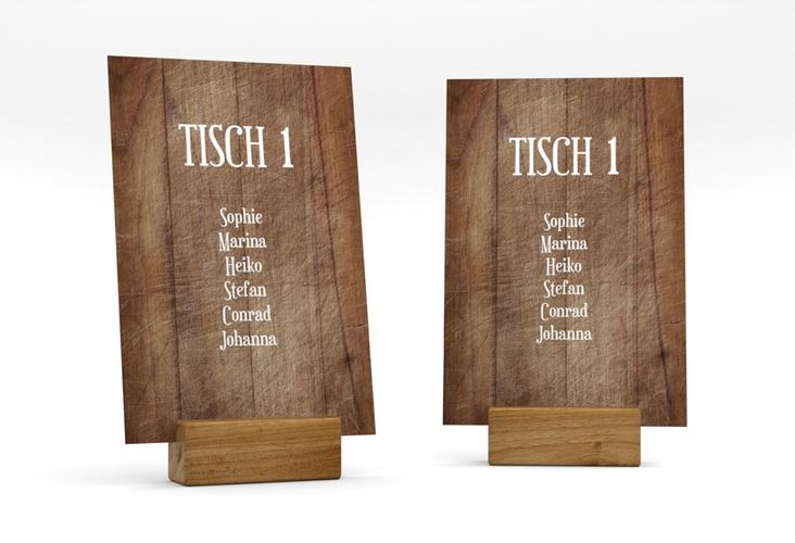 Tischaufsteller Hochzeit Wood Tischaufsteller braun hochglanz