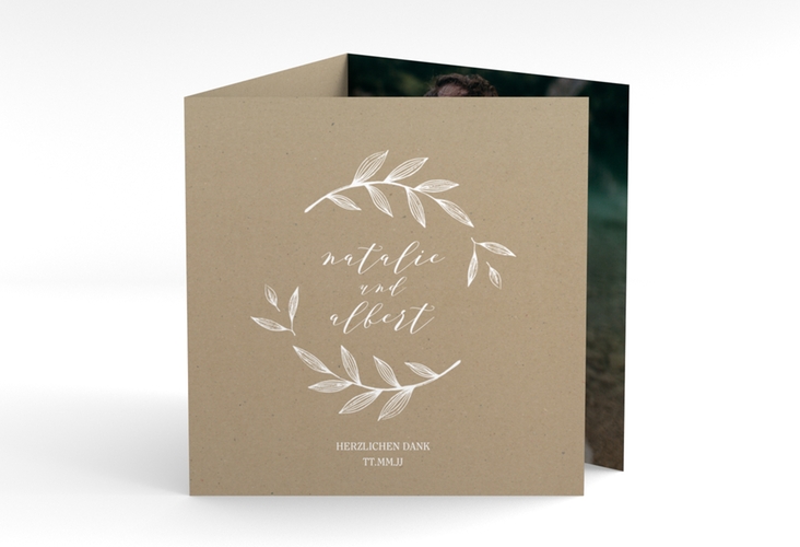 Dankeskarte Hochzeit "Naturelove" quadr. Karte doppelt weiss