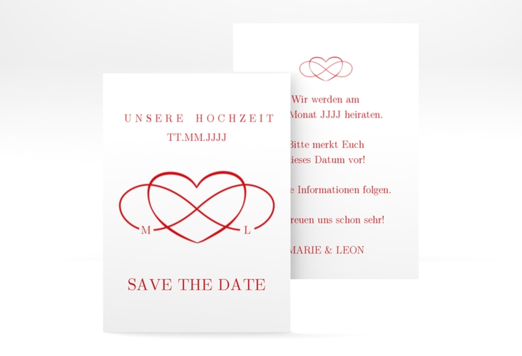 Save the Date-Visitenkarte Infinity Visitenkarte hoch rot hochglanz