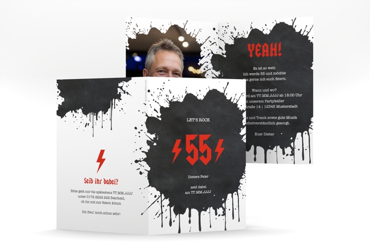 Einladung Geburtstag Rockig A6 Klappkarte hoch
