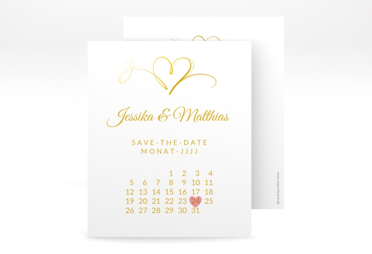 Save the Date-Kalenderblatt Envie Kalenderblatt-Karte gold hochglanz