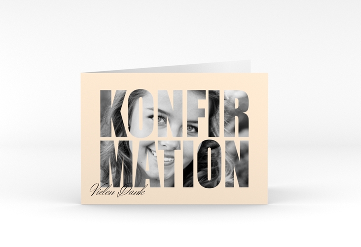 Danksagung Konfirmation Inspiration A6 Klappkarte quer beige