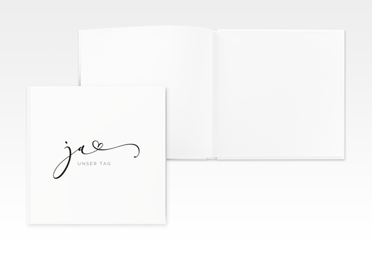 Gästebuch Creation Hochzeit Jawort 20 x 20 cm, Hardcover weiss modern minimalistisch mit veredelter Aufschrift