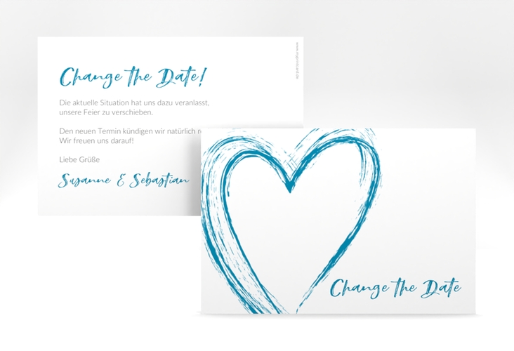 Change the Date-Karte Liebe A6 Karte quer tuerkis