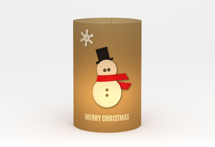 Windlicht Weihnachten Snowman Windlicht hochglanz kreativ mit Schneemann aus Knöpfen