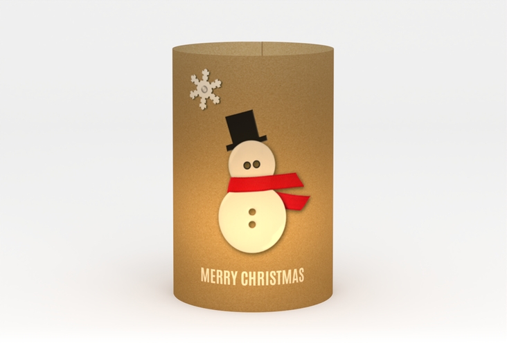 Windlicht Weihnachten Snowman Windlicht Kraftpapier hochglanz kreativ mit Schneemann aus Knöpfen