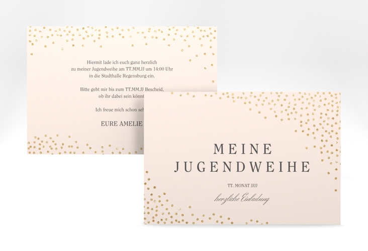 Einladung Jugendweihe Glossa A6 Karte quer rosa hochglanz