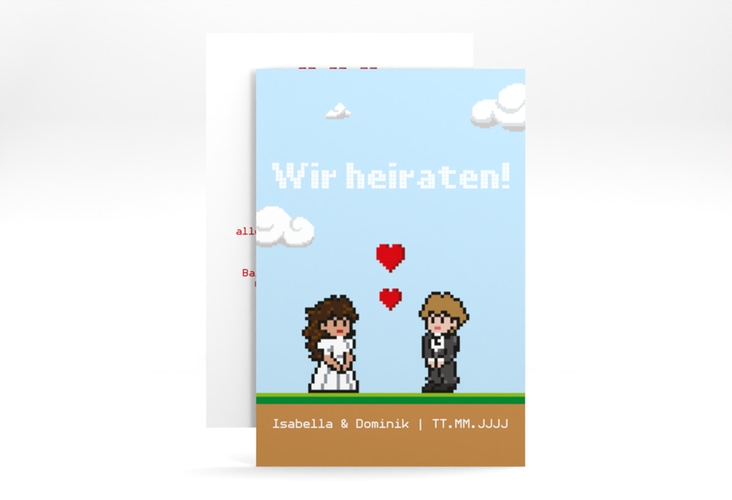 Save the Date-Karte Pixel A6 Karte hoch bunt