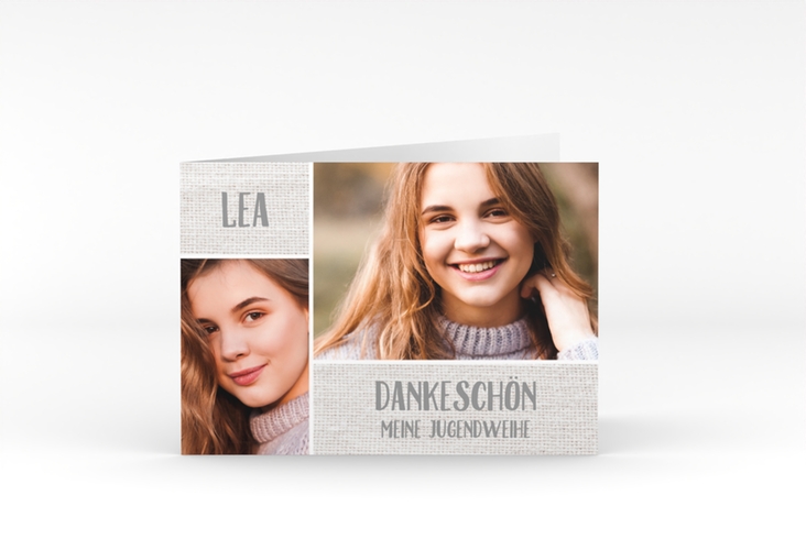 Danksagung Jugendweihe Texture A6 Klappkarte quer weiss