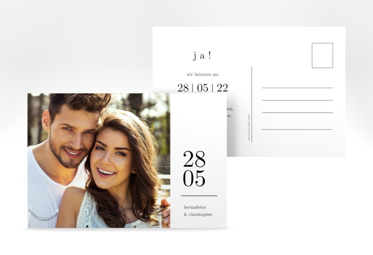 Save the Date-Postkarte Minimal A6 Postkarte weiss hochglanz