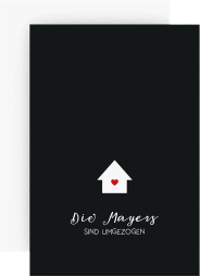 Party Einladung Heimat A6 Karte hoch schwarz mit kleinem Häuschen