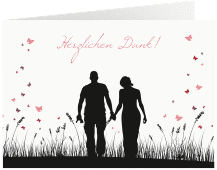 Klick: Details zu Danksagungskarte Hochzeit "Rouen" anzeigen Danksagungskarte Hochzeit Rouen A6 Klappkarte quer schwarz