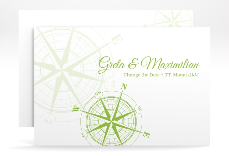 Change the Date-Karte Windrose A6 Karte quer gruen