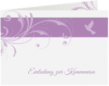 Kommunionseinladung Spiritus A6 Klappkarte quer lila
