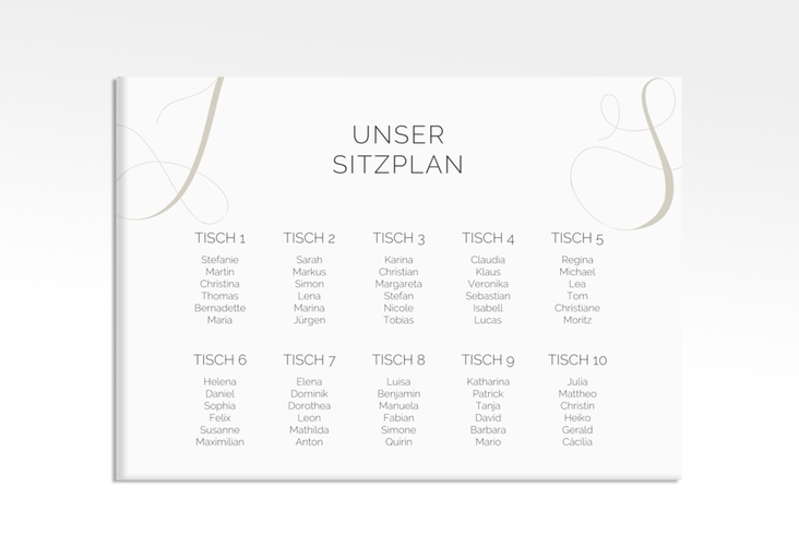 Sitzplan Leinwand Hochzeit Eheschließung 70 x 50 cm Leinwand weiss