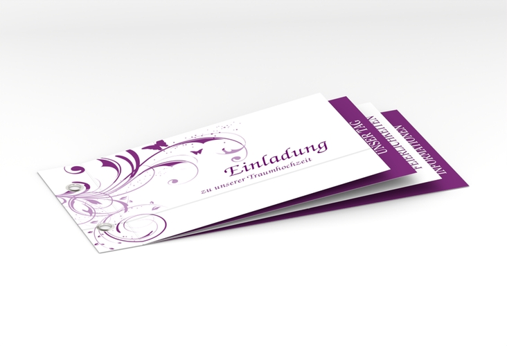 Hochzeitseinladung Palma Booklet lila hochglanz