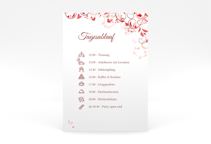 Tagesablauf Poster Hochzeit Lilly 50 x 70 cm Poster rot