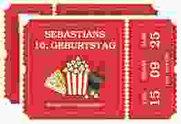 Einladungskarte Kindergeburtstag Kino A6 Karte quer rot