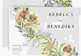 Save the Date-KarteWildfang A6 Karte quer beige mit getrockneten Wiesenblumen