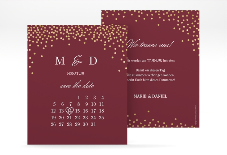 Save the Date-Kalenderblatt Glitter Kalenderblatt-Karte rot