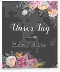 Hochzeitsalbum Flowers 21 x 25 cm schwarz mit bunten Aquarell-Blumen