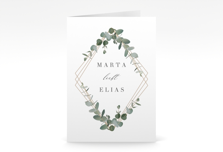 Einladungskarte Hochzeit Eukalyptus A6 Klappkarte hoch hochglanz