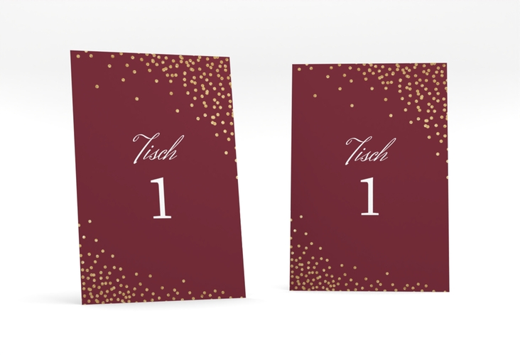 Tischnummer Hochzeit Glitter Tischaufsteller rot hochglanz