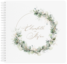 Klick: Details zu Trautagebuch Hochzeit "Selvatica" anzeigen Trautagebuch Hochzeit Selvatica Trautagebuch Hochzeit weiss mit Eukalyptus-Kranz