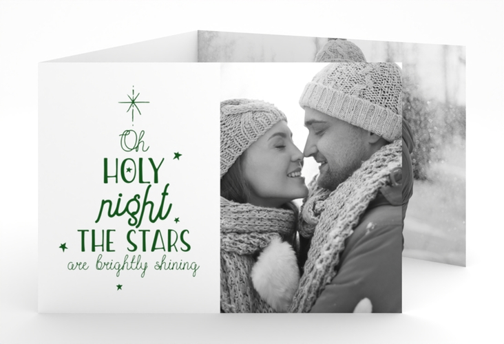 Weihnachtskarte Winterhimmel A6 Doppel-Klappkarte gruen hochglanz
