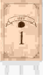 Tischnummer Hochzeit Zauberkunst Tischaufsteller beige mit Fantasy-Wappen, Siegel und Zauberschule