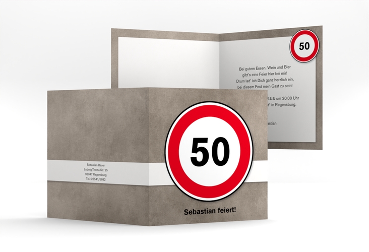 Einladung 50. Geburtstag Emil/Emma quadr. Klappkarte