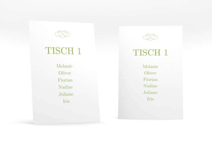 Tischaufsteller Hochzeit Infinity Tischaufsteller gruen