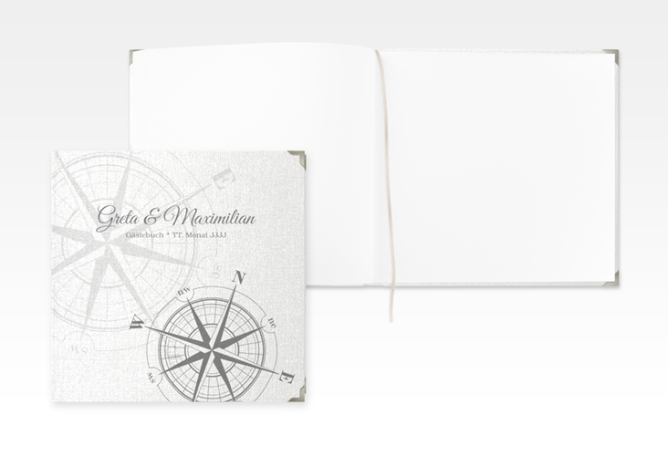 Gästebuch Selection Hochzeit Windrose Leinen-Hardcover grau