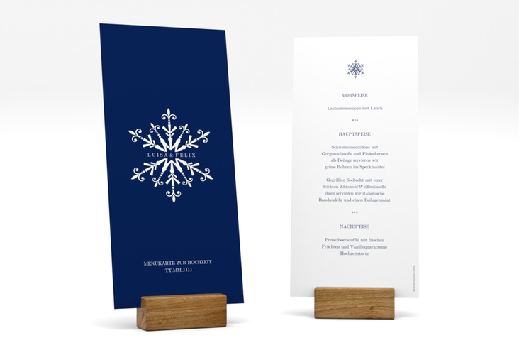 Menükarte Hochzeit Crystal lange Karte hoch mit Eiskristall